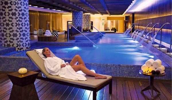 Woman on lounger in spa