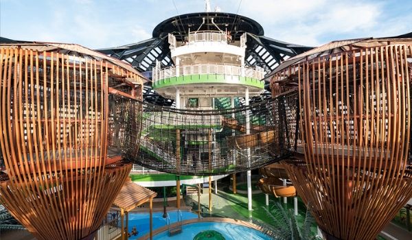 Water park on the deck of cruise ship
