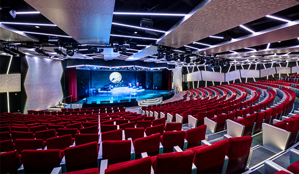 Modern theater area on board a cruise ship