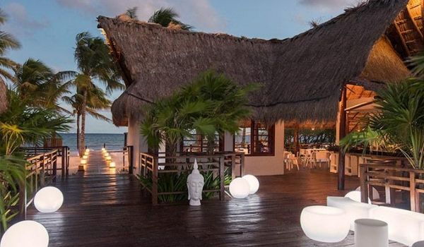 Beach club overlooking the Caribbean Sea