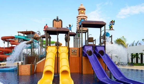 Water park with small slides for young children