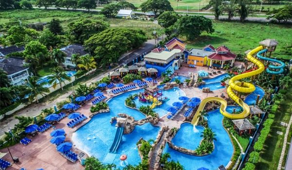 Aerial view of Jewel Runaway Bay Beach and Golf Resort and water slides