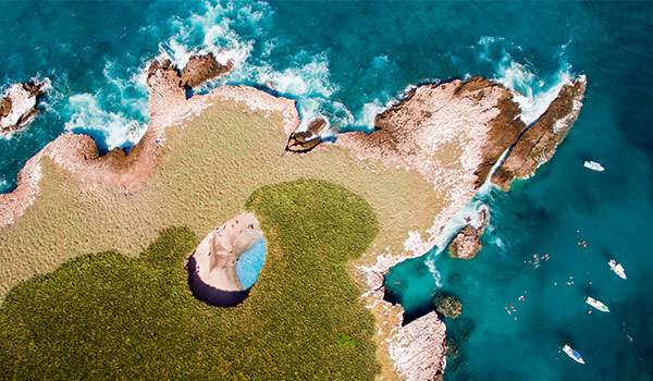 Aerial view of a hidden beach