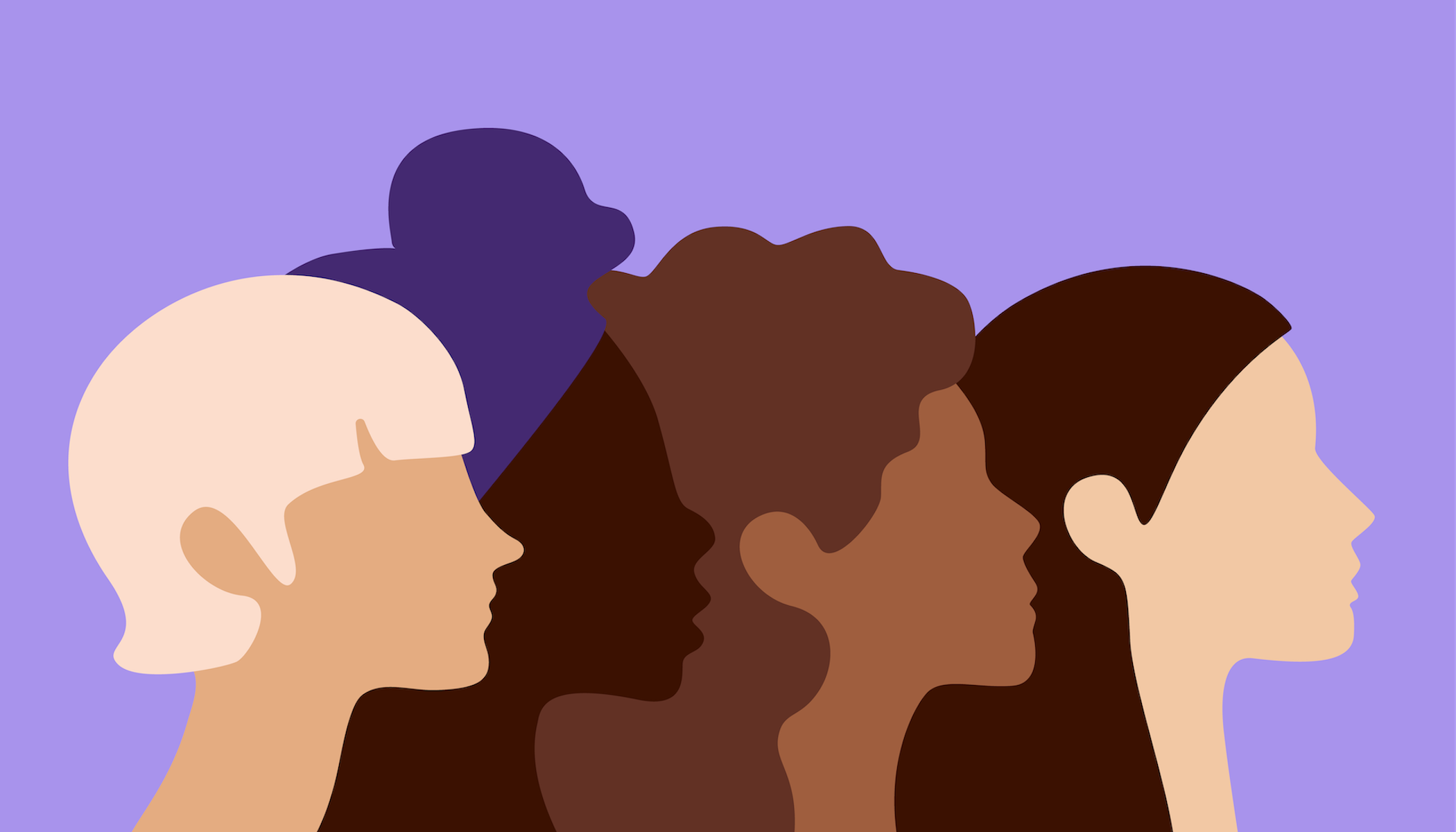 illustration-kvinnoansikten-i-profil-olika-färger