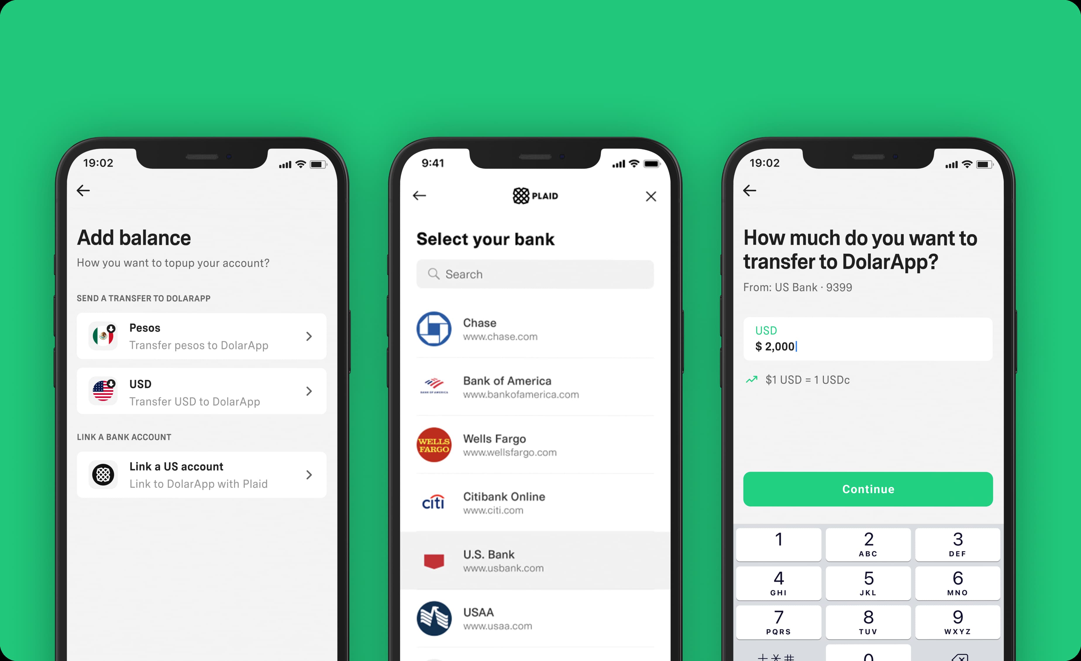 Add balance to DolarApp with Plaid
