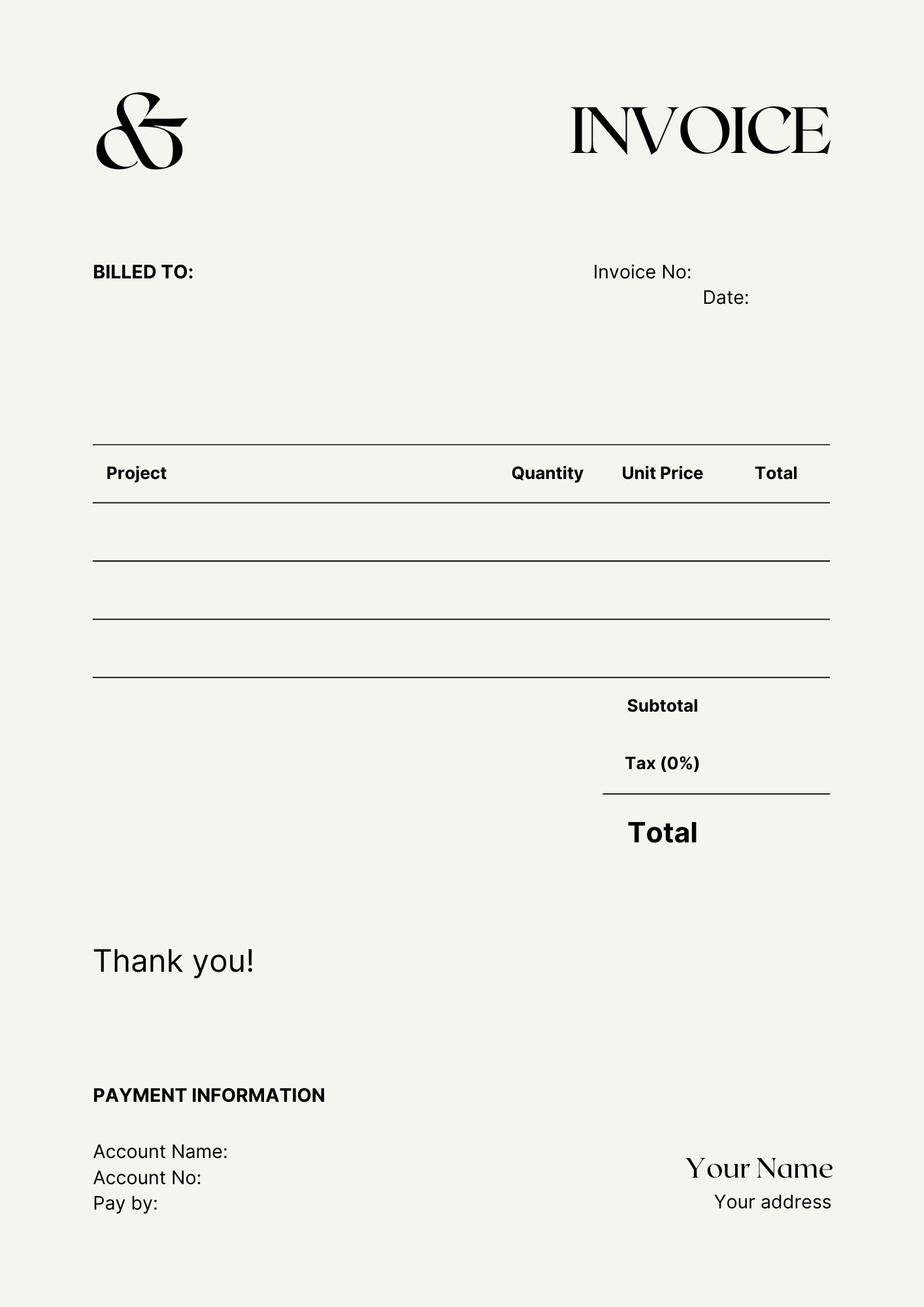 Elegant freelance invoice template