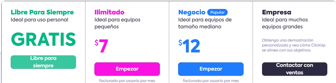 PRECIOS ClickUp 