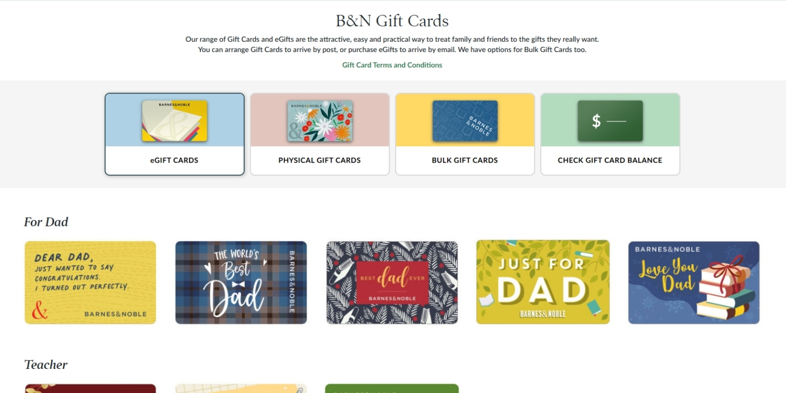 Tarjetas de regalo de Barnes and Nobles