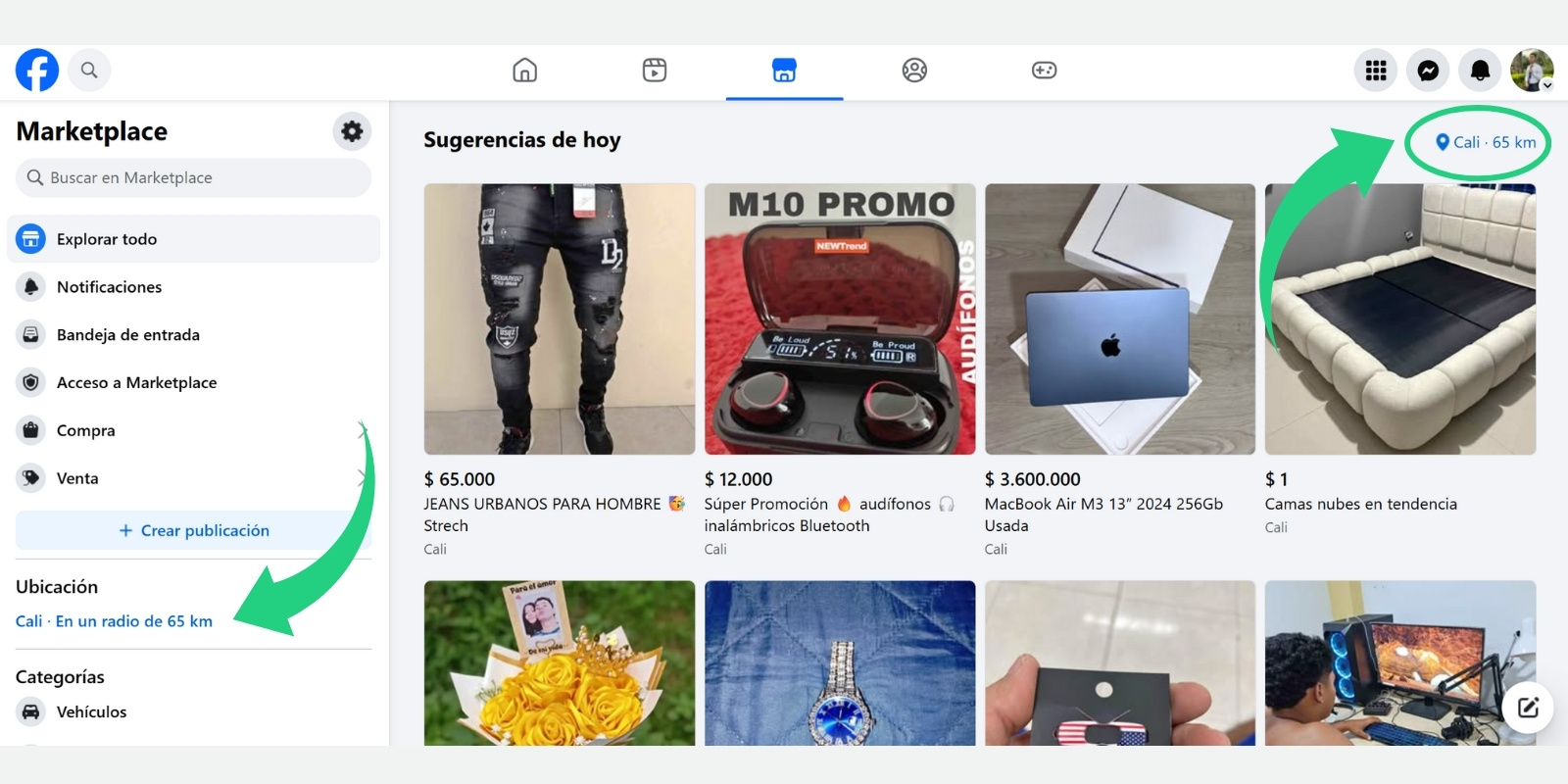 FACEBOOK MARKETPLACE CAMBIAR UBICACIÓN EN COLOMBIA