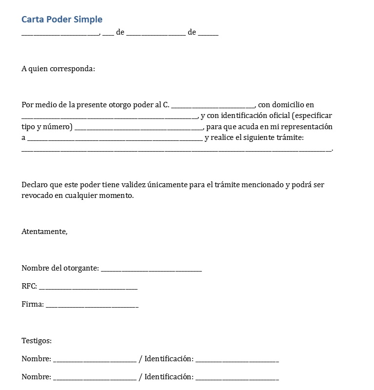 Carta Poder simple