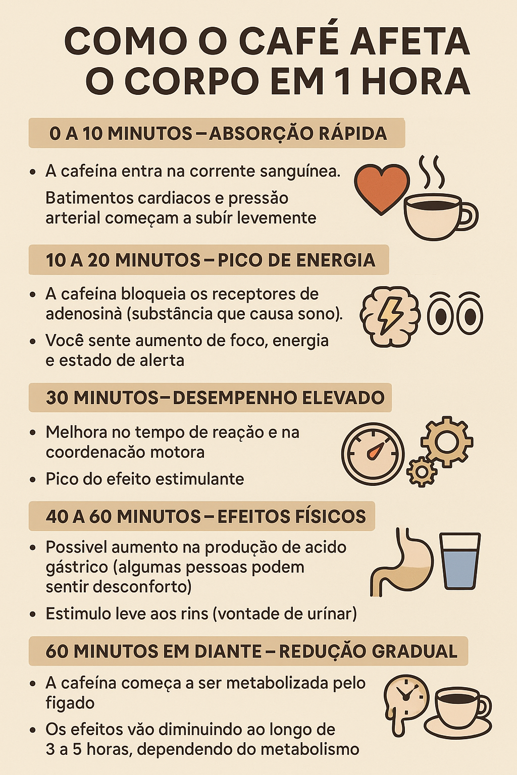 Como o café afeta o corpo em 1 hora