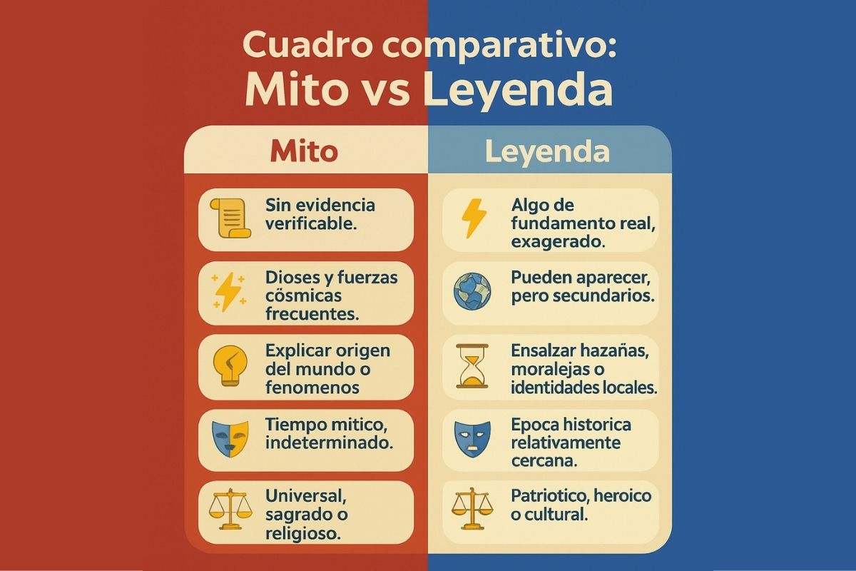 cuadro comparativo entre mito y leyenda