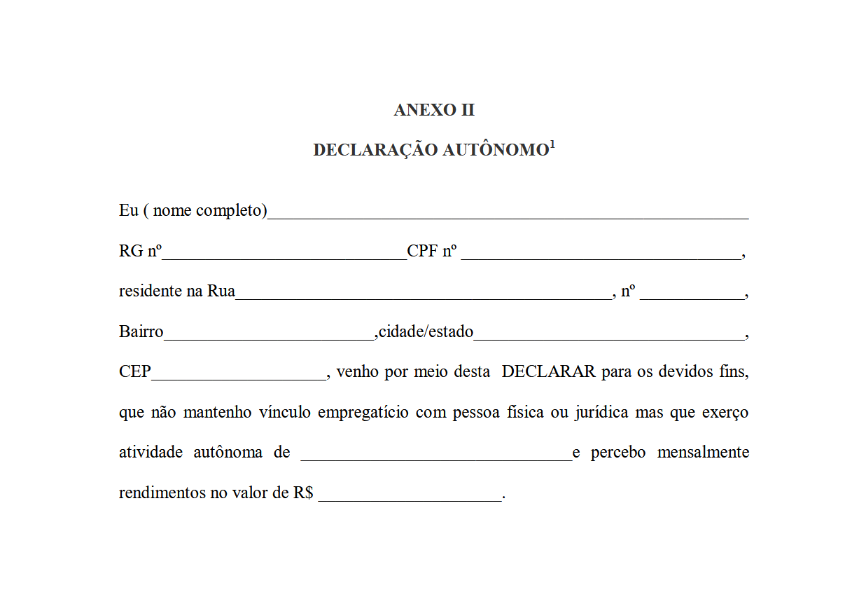 Declaração de Autônomo