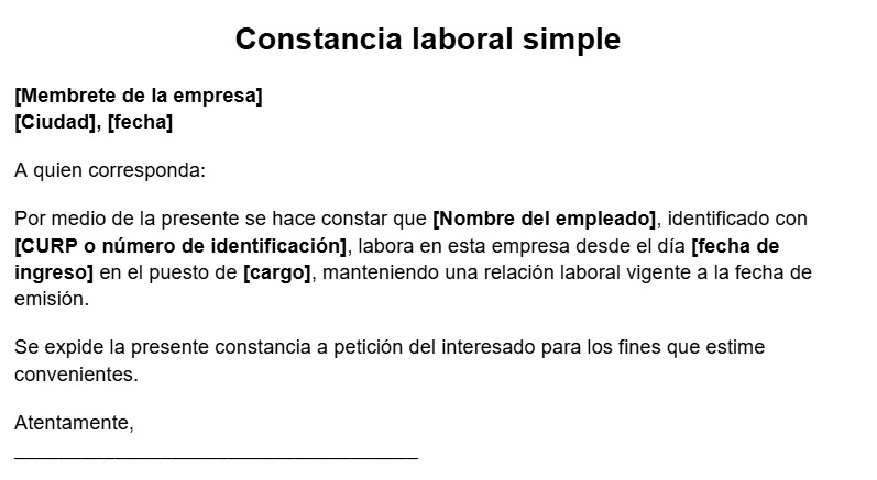 Constancia laboral simple
