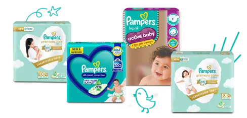 Pampers product catalogue: diapers, pants, and wipes