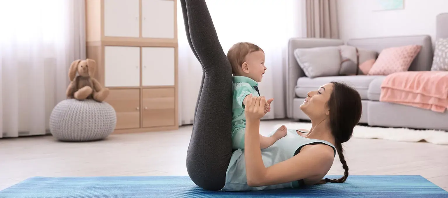 Mom working out with baby