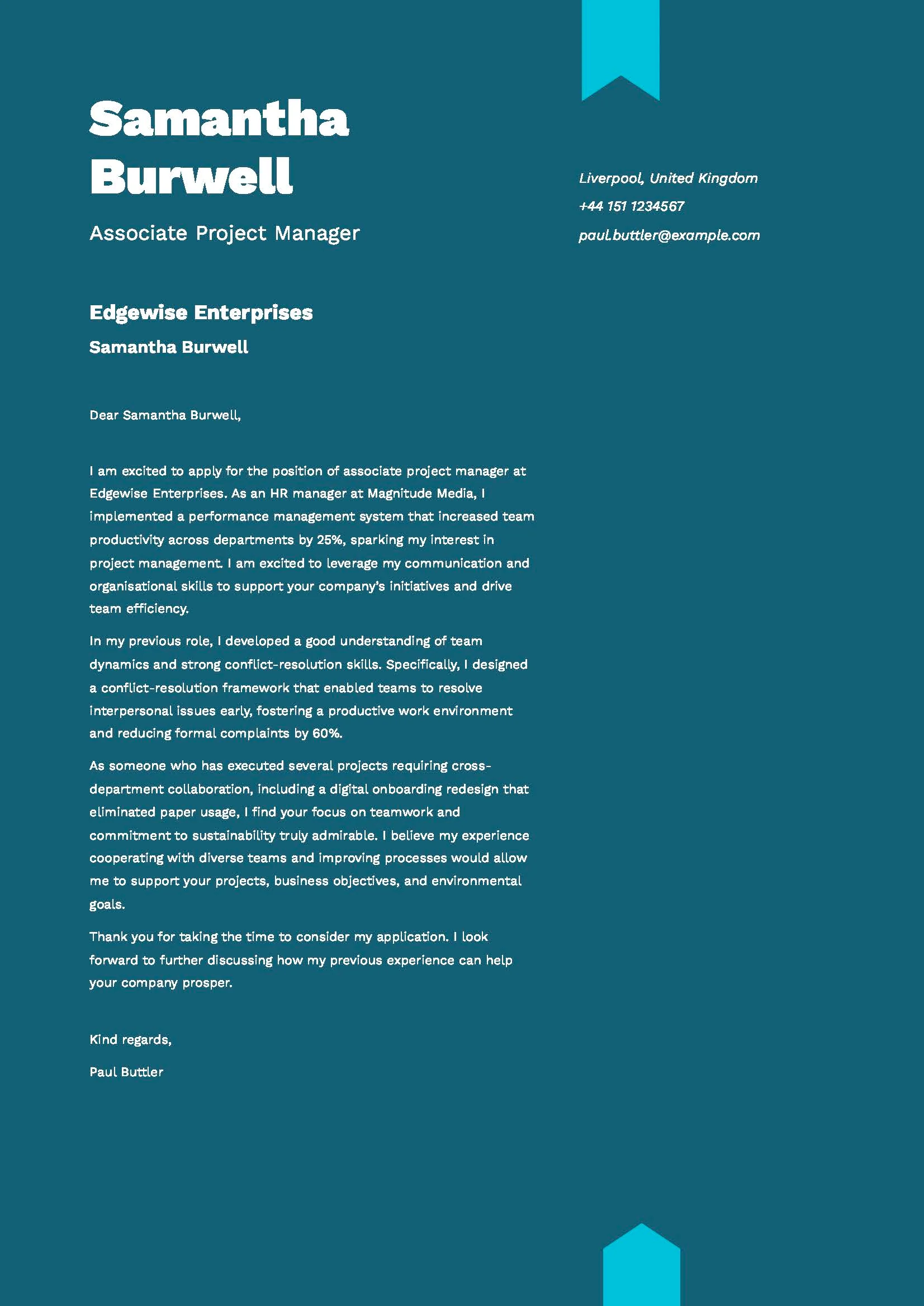 Career Change Cover Letter Example