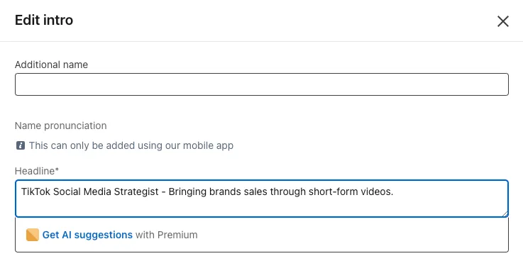Add Value Proposition to LinkedIn Headline