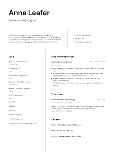 Caregiver Resume: Complete Guide [w/ Examples]