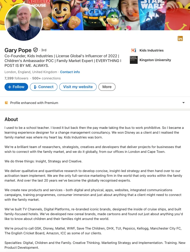 linkedin teacher about me