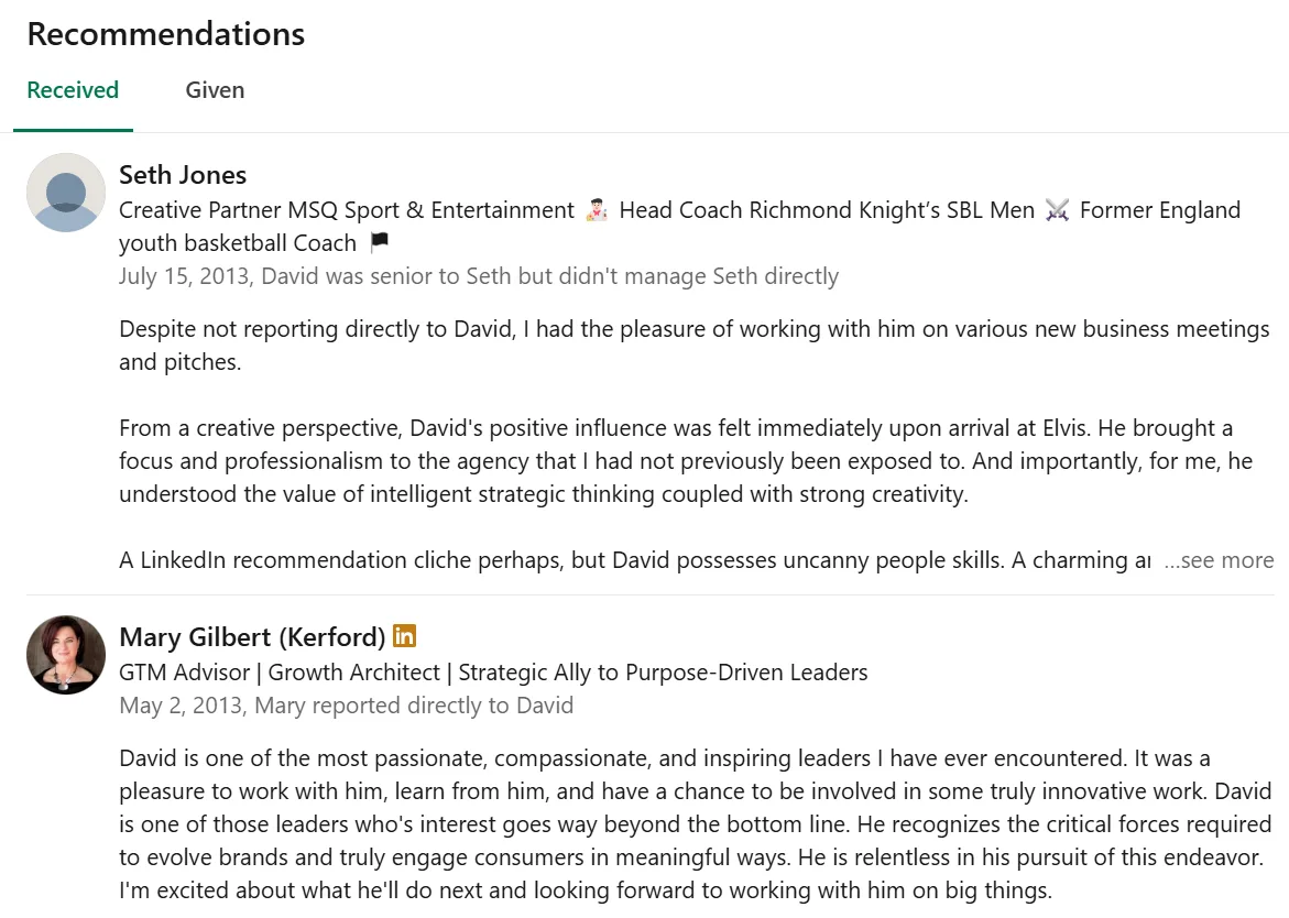 Get Endorsements & Recommendations