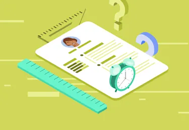 resume illustration with ruler and clock