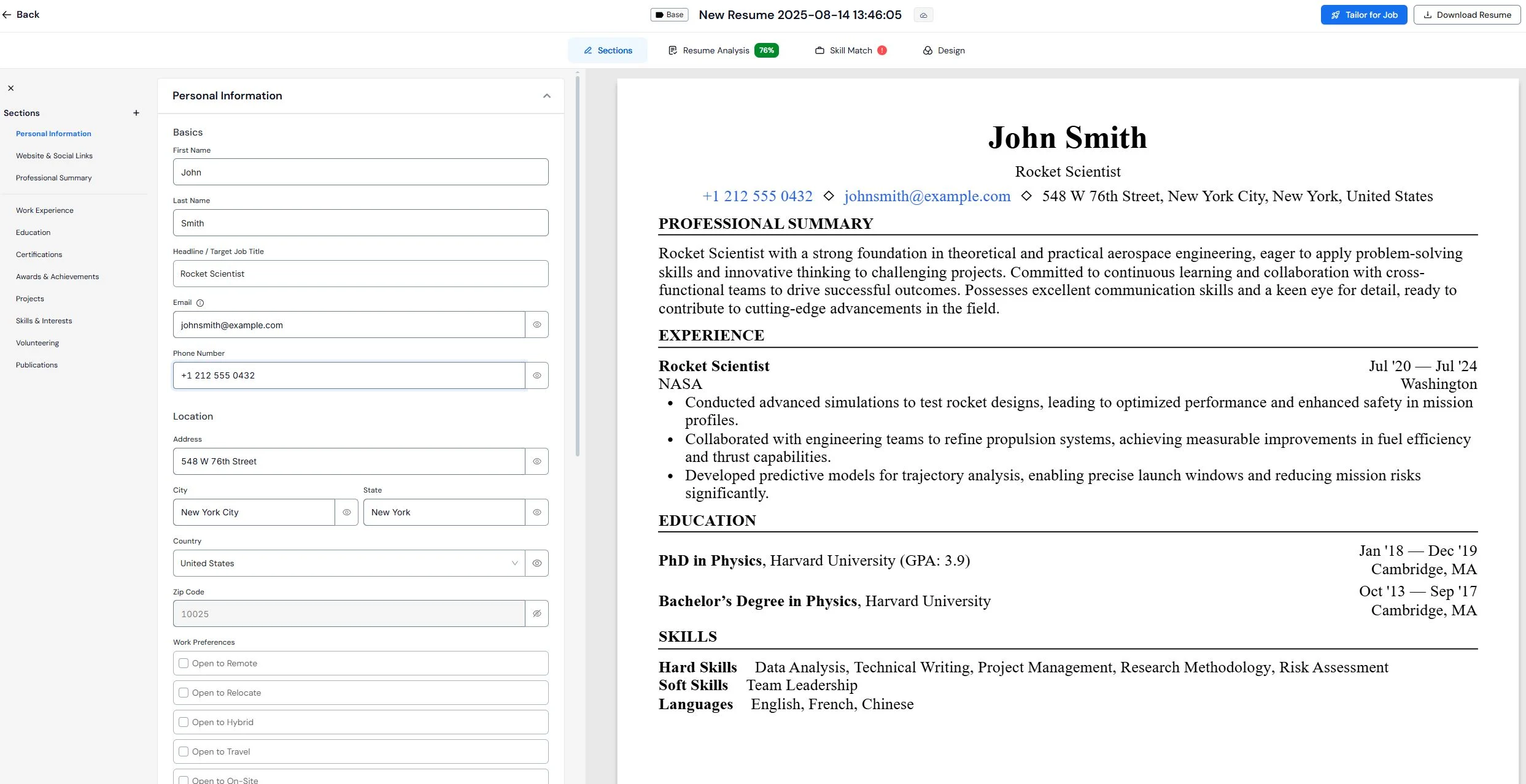 careerflow interface