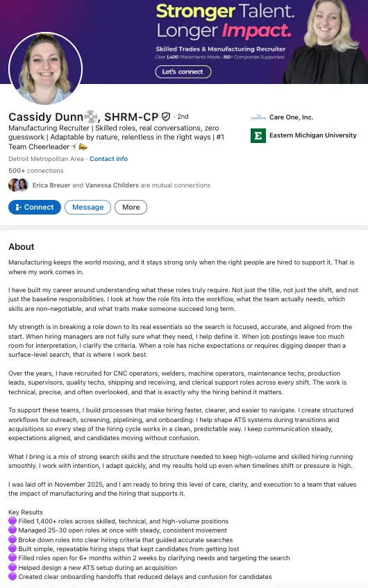 linkedin about section