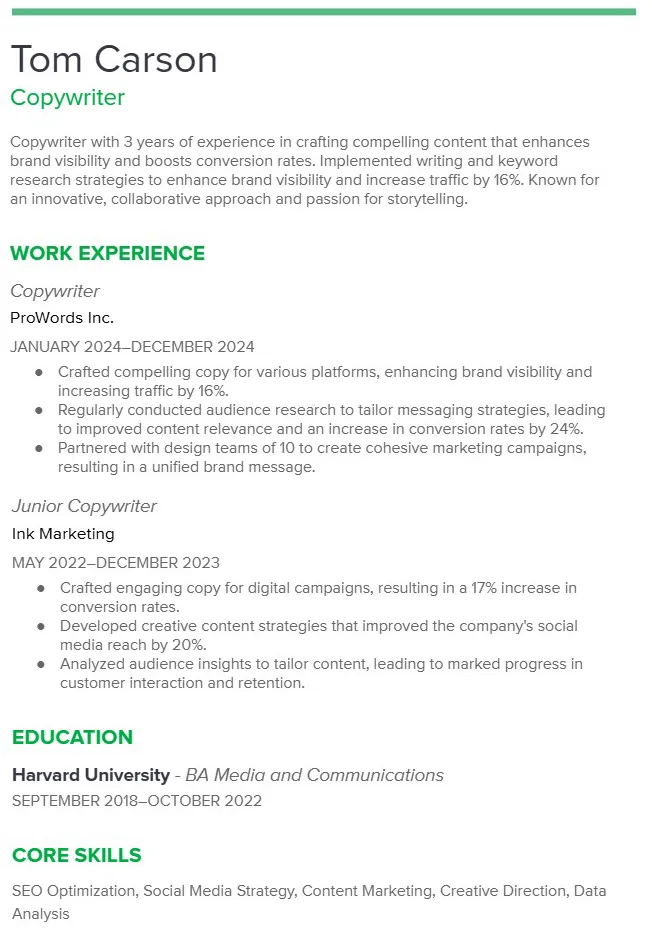 resume without contact information