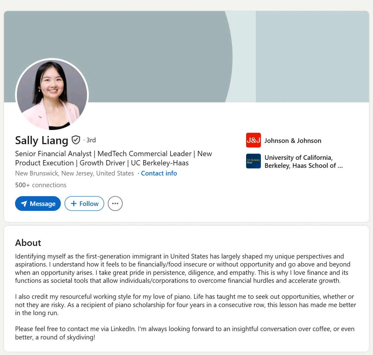 storytelling about me section