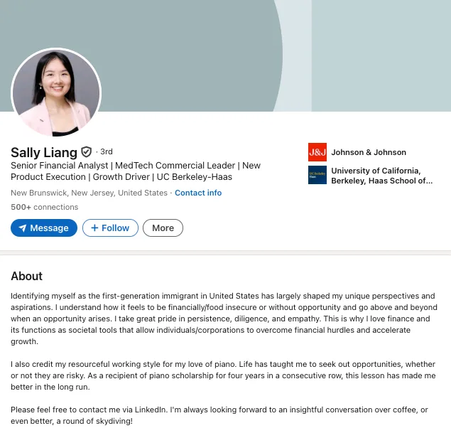 storytelling about me section