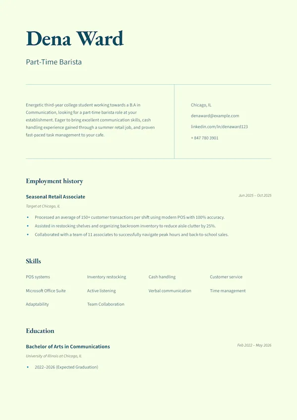 Part-Time Job Resume: Examples & How to Write One in 2026