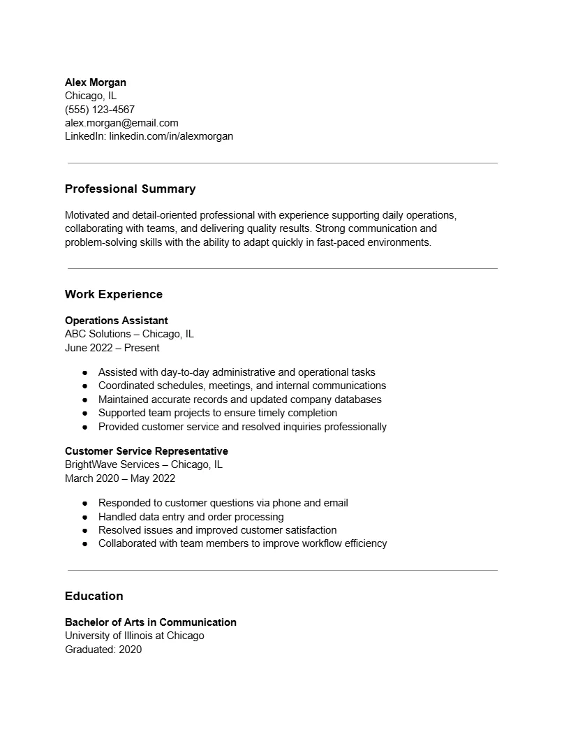 example of a bad AI-generated resume