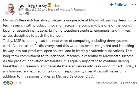 linkedin new job announcement