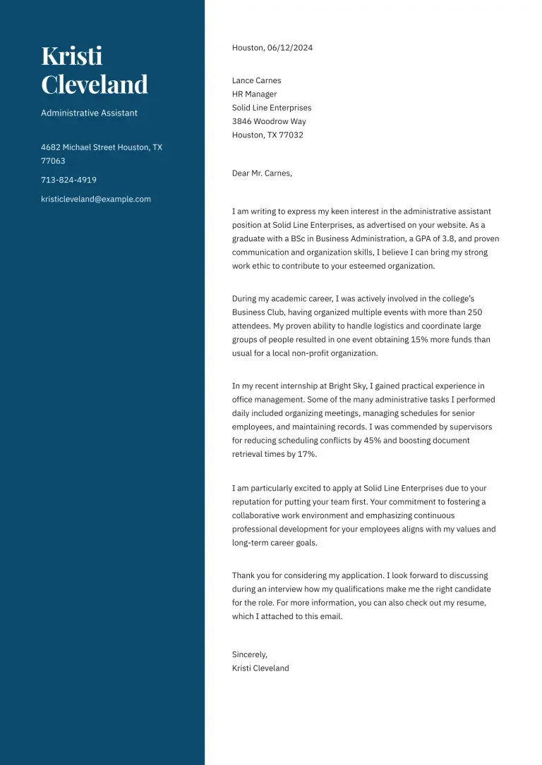 entry level cover letter