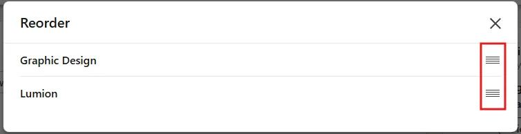 Drag skills by pressing the “hamburger buttons”