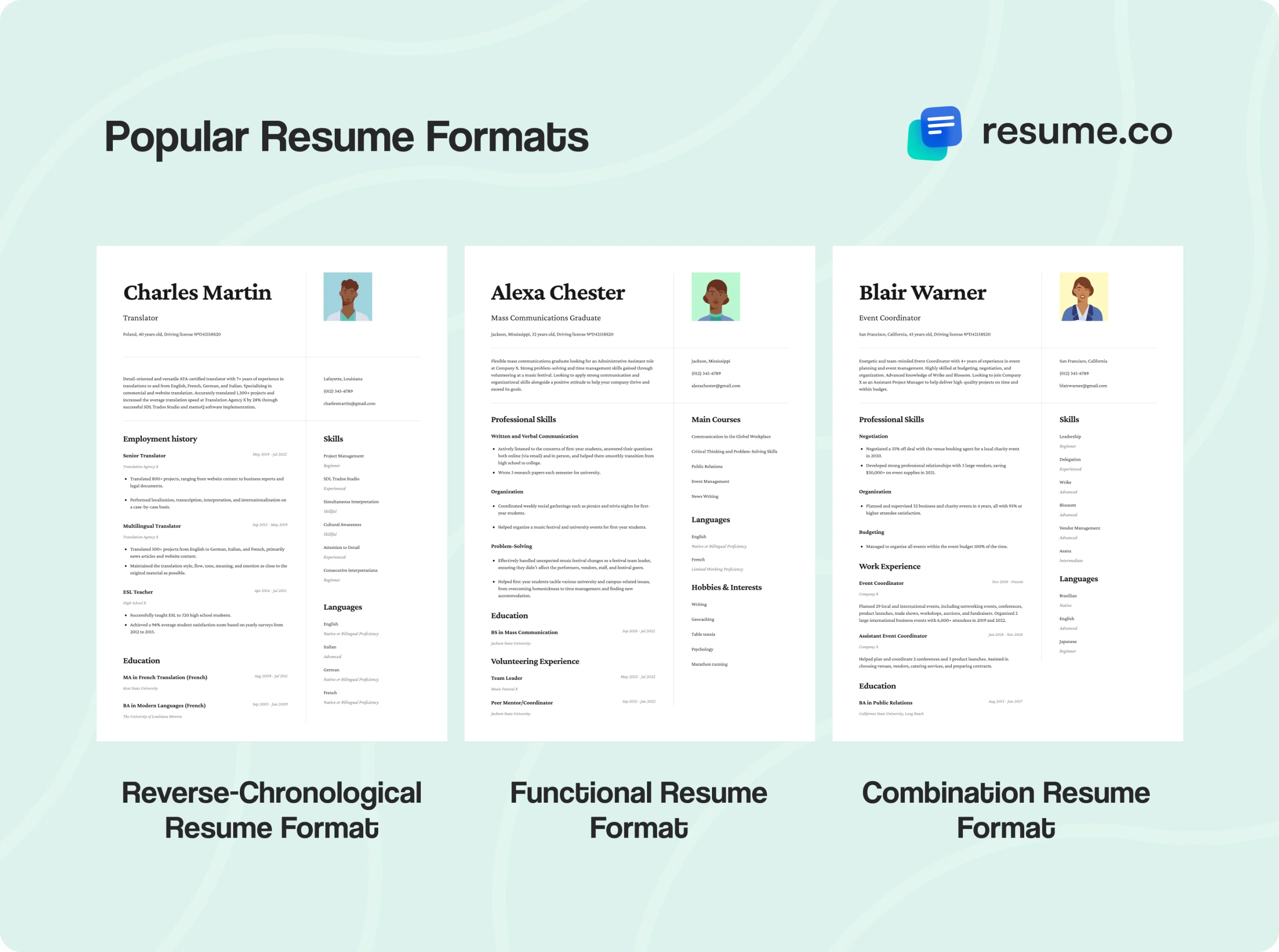 Popular resume formats