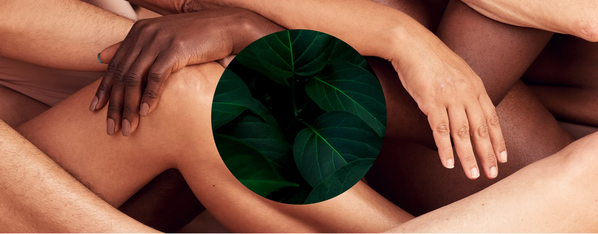 A visual of people intertwining their hands and legs demonstrating care and attention