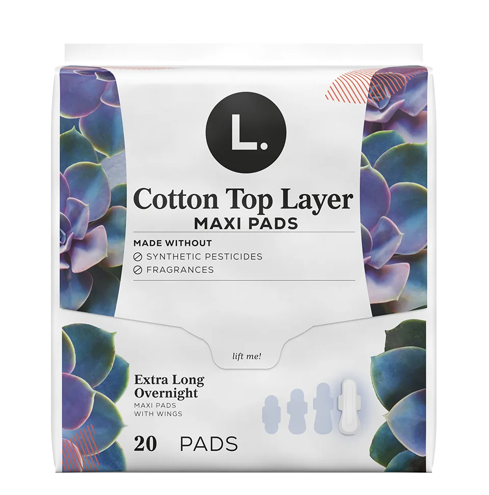 Maxi pads with organic cotton top sheet 