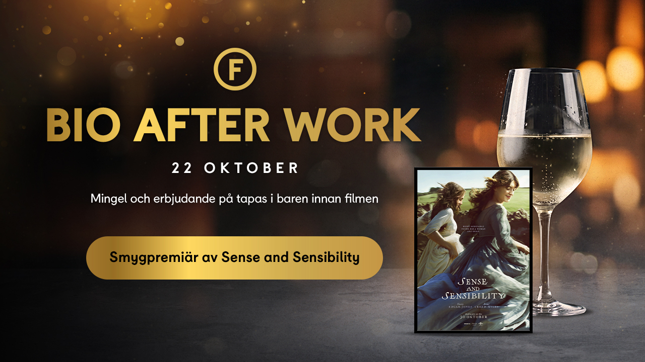 Bio After Work med smygpremiär av Sense and Sensibility samt erbjudande i baren.