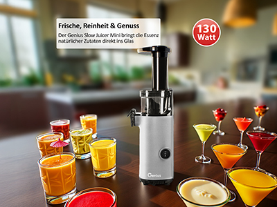 Genius Slow Juicer Mini – im 9-teiligen Set