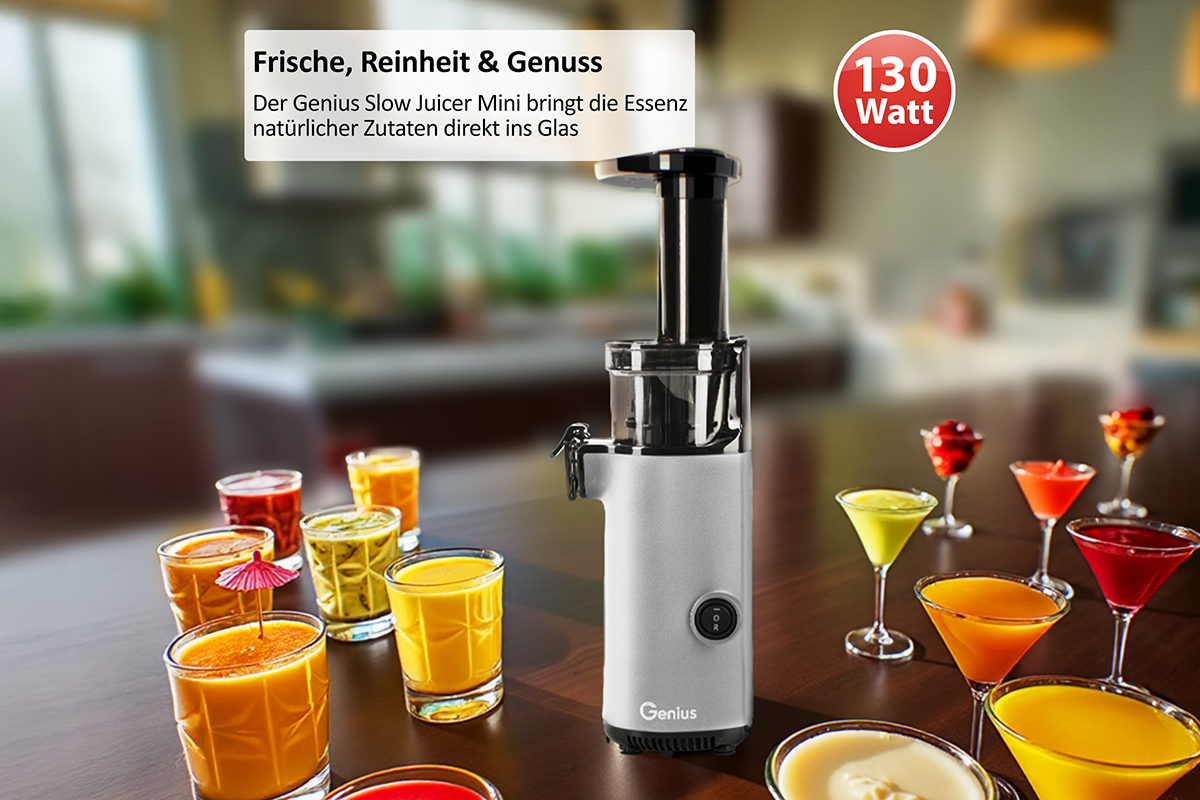 Genius Slow Juicer Mini – im 9-teiligen Set