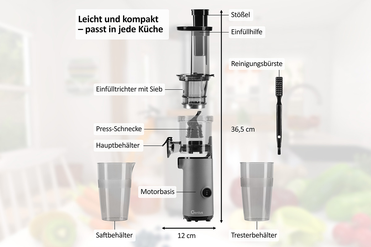 Genius Slow Juicer Mini – im 9-teiligen Set