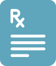 El icono azul con el texto “Rx” en color blanco y líneas reflejan el apoyo de “Receta” de Acadia Connect®