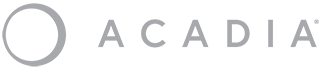 El logotipo gris de Acadia Pharmaceuticals Inc. en el pie de página global enlaza con <a href="https://www.acadia.com">https://www.acadia.com</a>