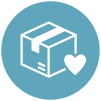 White secured package with heart inside circle icon reflects Acadia
Connect® “Delivery” of prescriptions