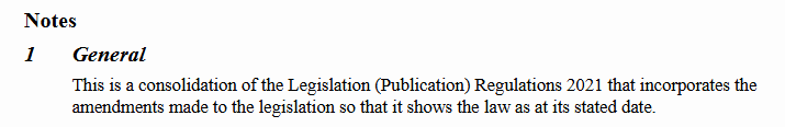 Consolidation note from secondary legislation.