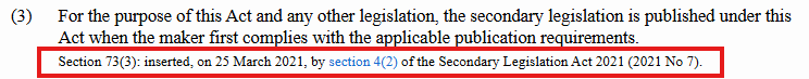 A sample of a history note recording changes for a provision in an amended Act.
