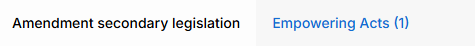 Two tabs, with "Amendment secondary legislation" as the first tab