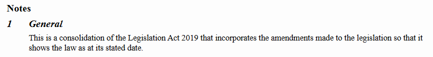 Sample text of a consolidation note from a New Zealand Act, noting the amendments consolidated into the legislation.